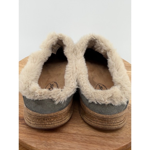 Taos Future Charcoal Gray Suede Faux Fur Lined Clog Mules Womens Size 9 - Picture 2 of 11